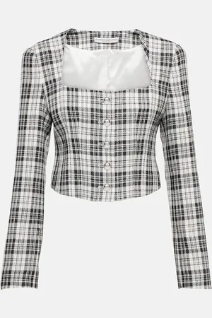 Alessandra Rich Plaid cropped wool jacket