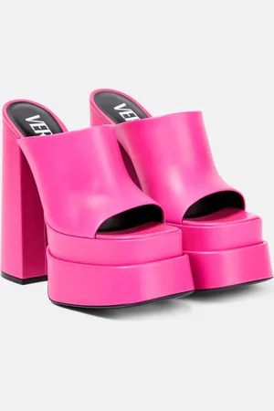 VERSACE Leather platform mules