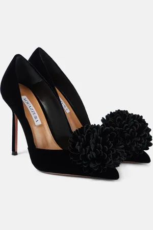 Aquazzura Couturier 105 floral-appliquÃ© velvet pumps