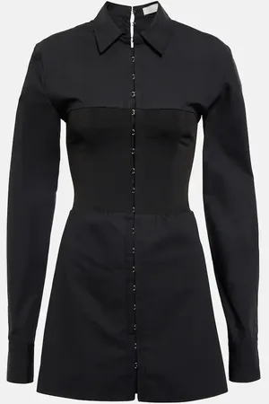 DION LEE Knit-paneled poplin minidress