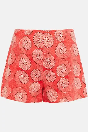 Staud Oscar printed linen shorts