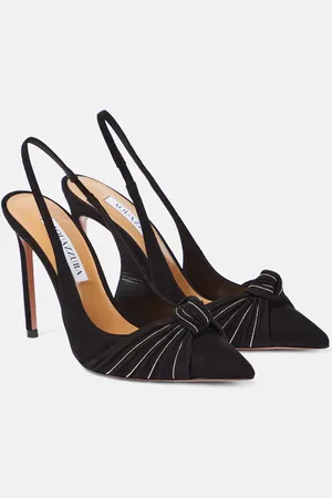 Aquazzura Atelier embellished suede slingback pumps