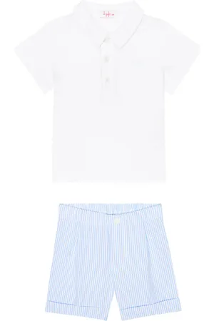 Il gufo Baby cotton polo top and shorts set
