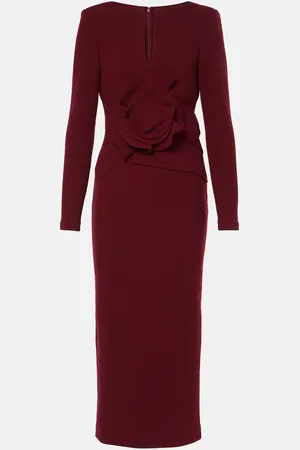 Roland Mouret Floral wool crÃªpe midi dress