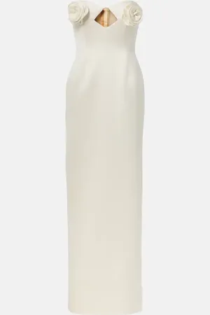 MAGDA BUTRYM Floral-appliquÃ© satin corset gown