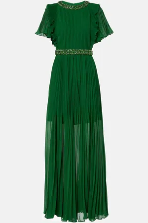 Self-Portrait Crystal-embellished ruffled gown