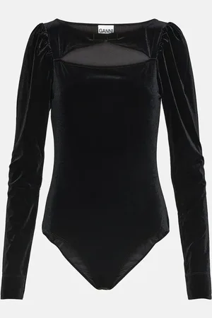 Ganni Cutout velvet jersey bodysuit