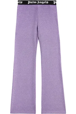 Palm Angels High-rise ribbed-knit flared pants