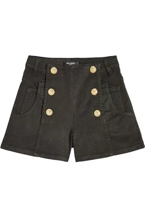 Balmain Button-embellished cotton-blend shorts