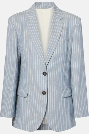 Brunello Cucinelli Pinstripe linen, cotton, and hemp blazer