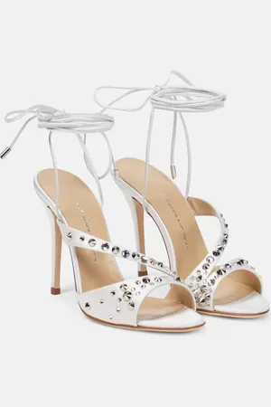 Alessandra Rich Embellished silk satin sandals