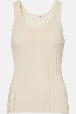 Acne Studios Distressed ribbed-knit cotton-blend tank top