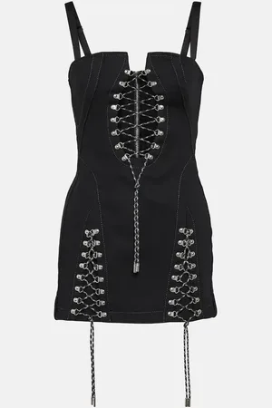 DION LEE Lace-up cotton twill minidress