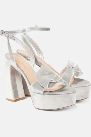 Gianvito Rossi 70 bow-detail velvet platform sandals