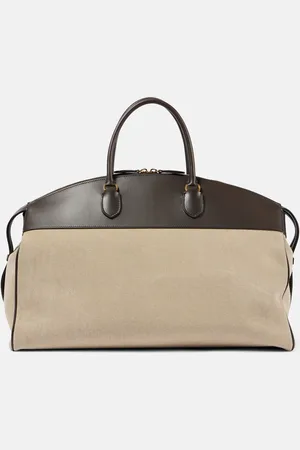 The Row George XL leather-trimmed denim duffel bag