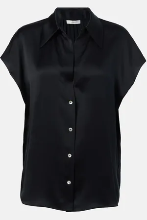 Vince Ruched silk satin top