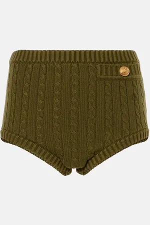Chloé Cable-knit cotton-blend shorts