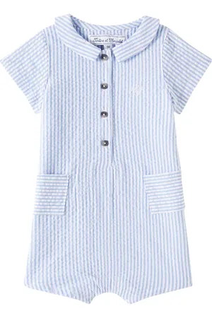 Tartine Et Chocolat Baby bengal stripe cotton seersucker playsuit