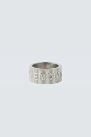 Balenciaga Force Striped sterling silver ring