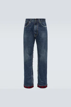 Maison Margiela X Pendleton distressed straight jeans