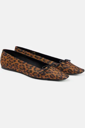 Saint Laurent Poppy leopard-print grosgrain ballet flats