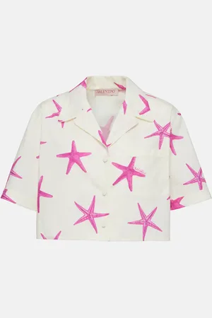 VALENTINO Starfish cropped cotton poplin shirt