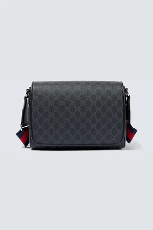 Gucci Leather-trimmed GG canvas crossbody bag
