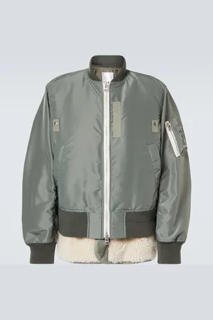 SACAI Faux shearling-trimmed bomber jacket