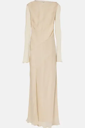 SIR Strobe silk chiffon maxi dress