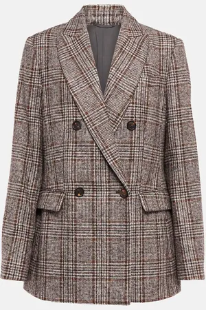 Brunello Cucinelli Double-breasted wool-blend blazer