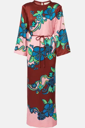 ALÉMAIS Printed silk satin maxi dress
