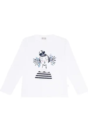 Il gufo Printed cotton jersey top
