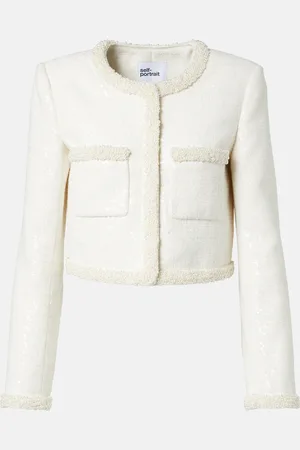 Self-Portrait Embellished sequined bouclÃ© jacket