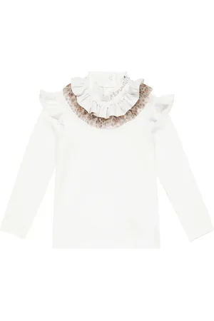 MONNALISA Ruffle-trimmed cotton jersey top