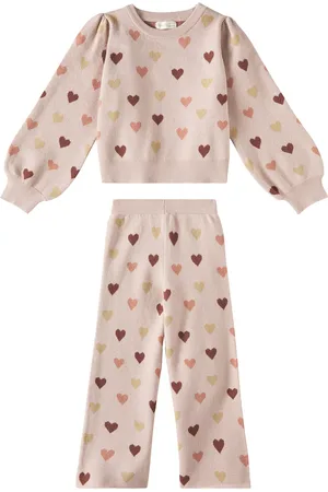 Rylee + Cru Hearts jacquard sweatshirt and sweatpants set