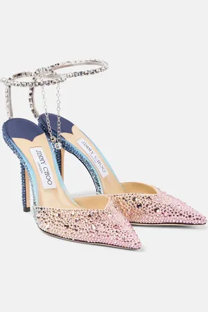 Jimmy Choo Saeda 100 crystal-embellished satin pumps