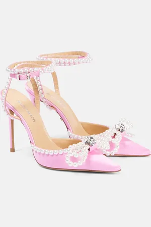 Mach & Mach Double Bow 110 embellished satin pumps