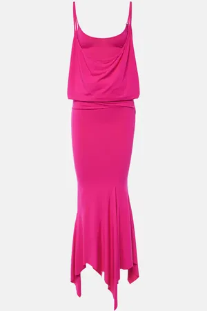 The Attico Draped asymmetric jersey midi dress