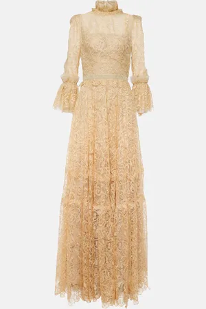 Costarellos Ruched lace gown
