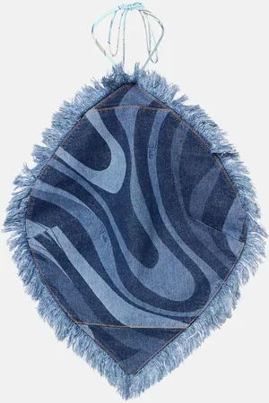 Puccini Marmo halterneck denim top
