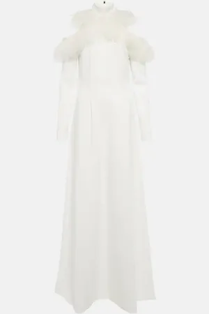 Christopher Kane Bridal feather-trimmed crÃªpe gown