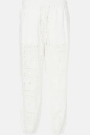 Tory Burch Broderie anglaise cotton cropped pants