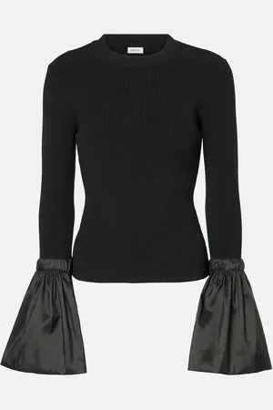 Simkhai Agata taffeta-trimmed ribbed-knit top