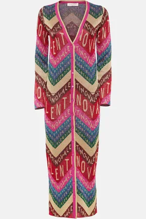VALENTINO Logo knitted jacquard midi dress