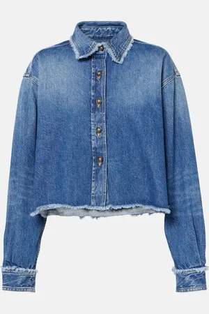 Alanui Fringed cropped denim overshirt