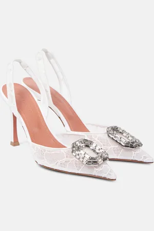 Amina Muaddi Camelia 90 embellished lace slingback sandals