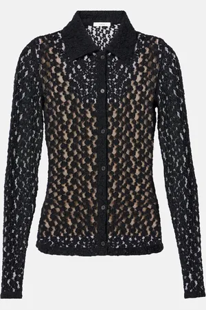 Vince Floral sheer smocked lace top
