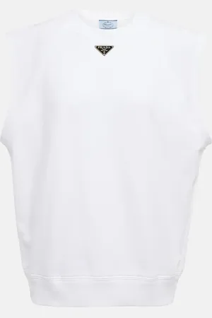 Prada Logo cotton jersey top