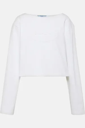 Prada Logo cotton jersey crop top
