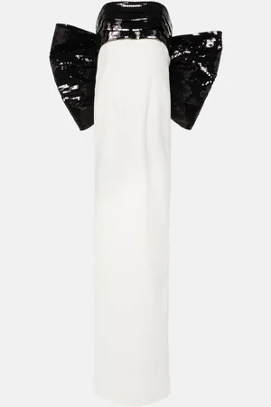Monot Sequined bow-detail off-shoulder gown
